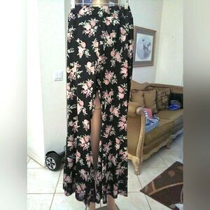 NWOT FESTI + FLARED Floral Women's Pants (MESH W/ LINING) WIDE FLARE SZ. 3 ???